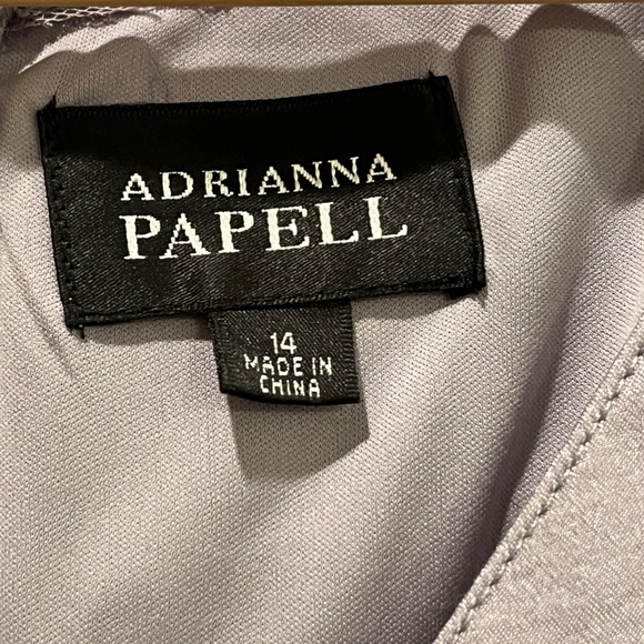 Adriana Papell - Silver shutter pleat dress- size 14 - Picture 3 of 6